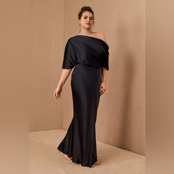 BHLDN AMSALEPryce Off-the-Shoulder Column Dress in COLOR: NEUTRAL